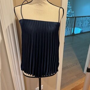 Vince Navy blue Pleated Camisole with Spaghetti Straps